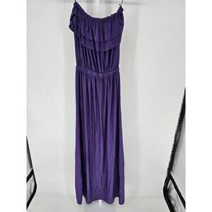 Vintage Y2K Michael F Womens Sz M Maxi Dress Strapless Purple Ruffled